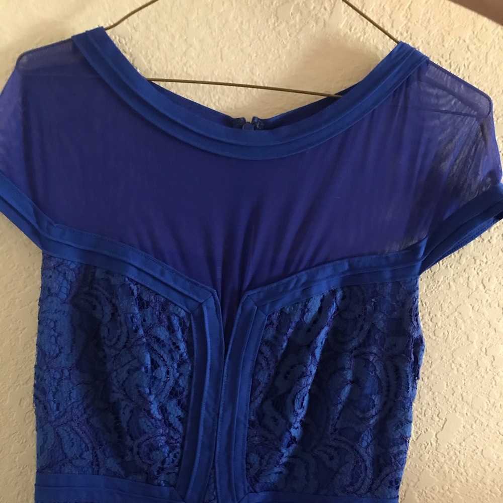 Tadashi Shoji SZ 4 Blue/Purple Dress Sheer Yoke - worn 1x